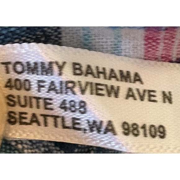 Tommy Bahama Mens Medium 100% Linen Plaid Button Shirt Pink Blue Teal - Picture 12 of 14